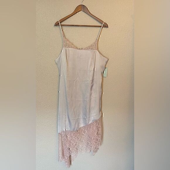 New! Anthropologie Lace-Trimmed Asymmetrical Midi Slip Dress 16 - Picture 7 of 13